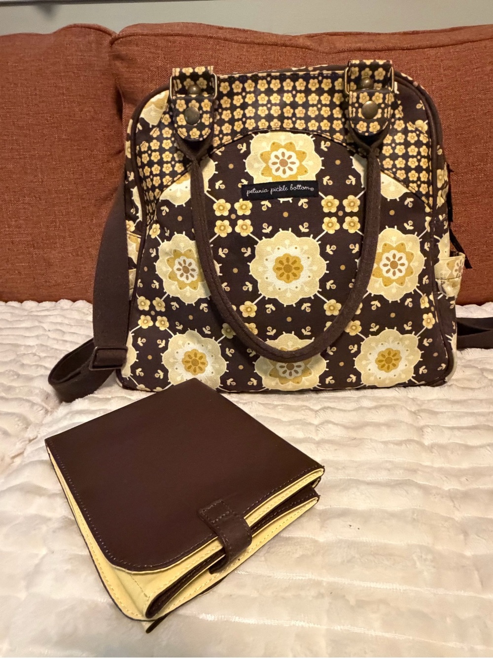 Petunia Pickle Bottom Brown and Yellow Floral Tote